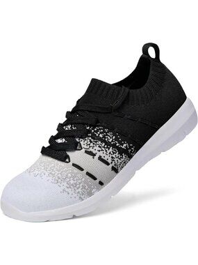 Women Black-White Running Breathable Knitting flexible Sports Shoes Sneaker